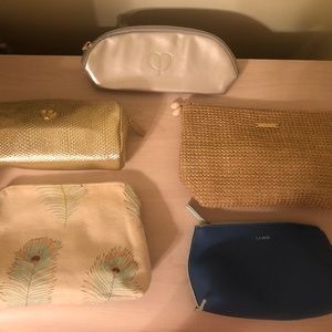 New High End Luxuries  5 Piece Cosmetic Bag Bundle